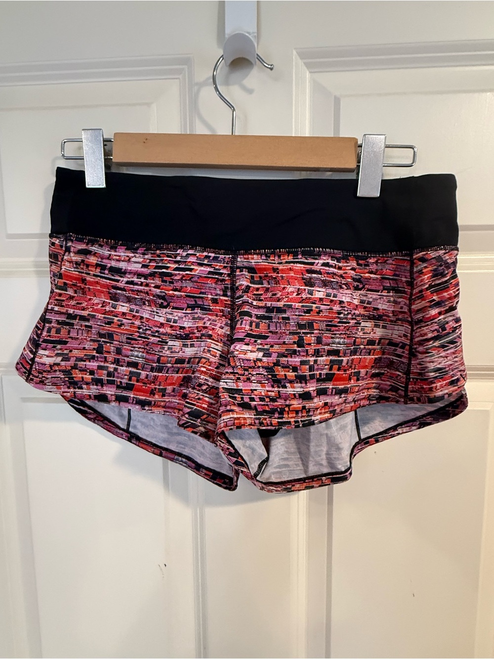 lululemon athletica Multicolor Pink and Red Athletic Shorts with Black Waistband